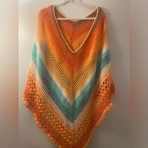 Hand made colorful knot poncho